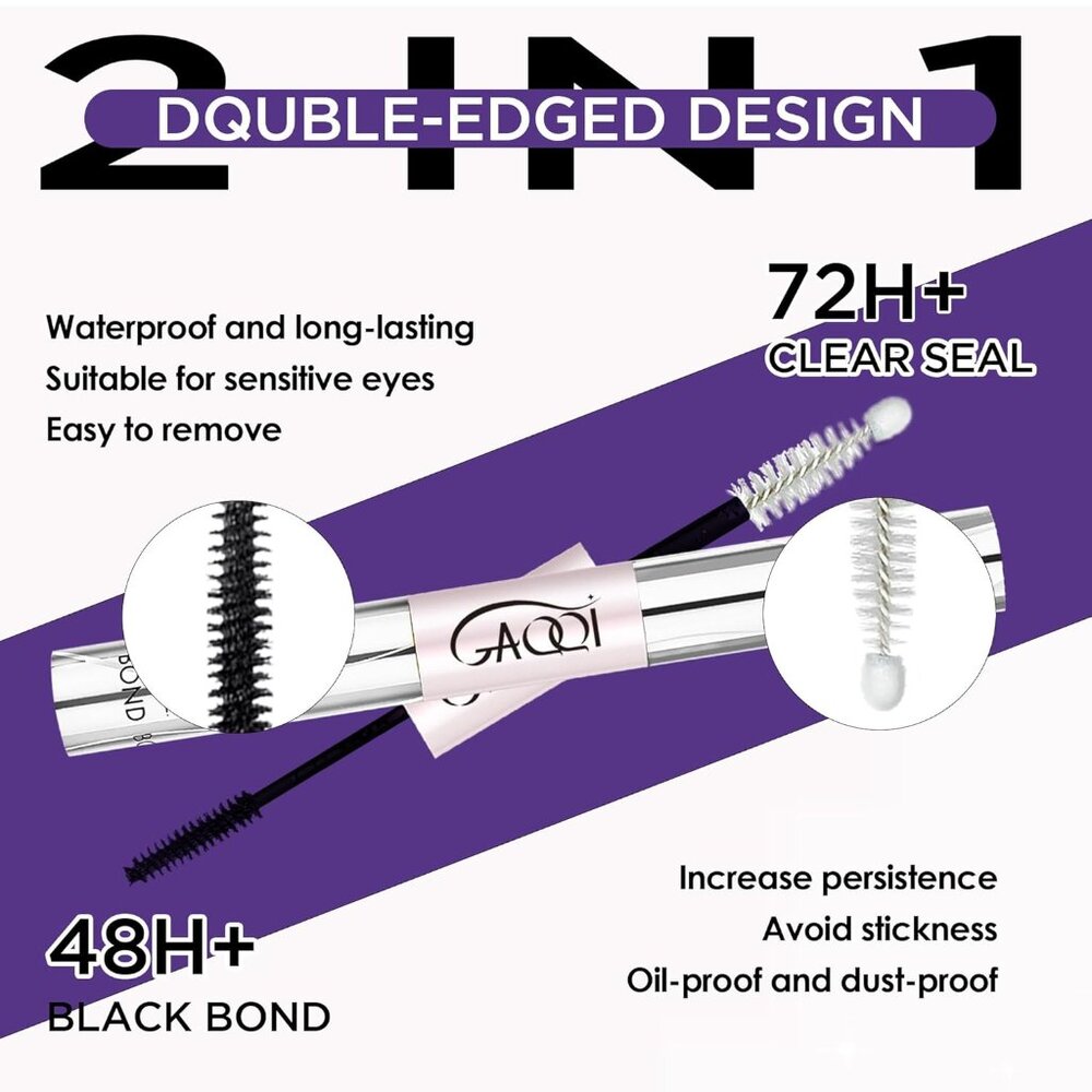Double-Ended Eyelash Adhesive for Clusters - 72H Waterproof & Easy to Use - Picture 2 of 7